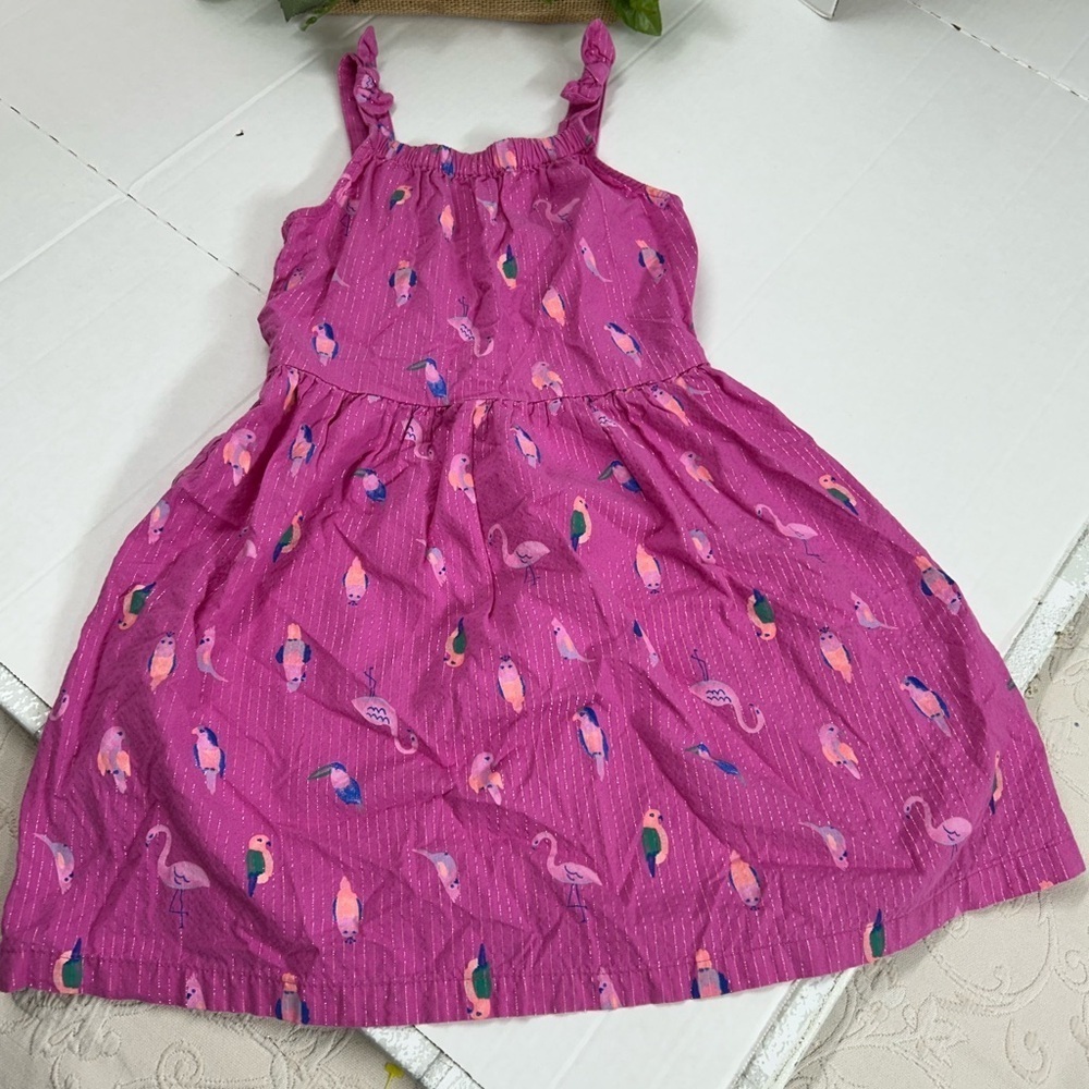 Carter's Vibrant Pink Dress with Parrot Print